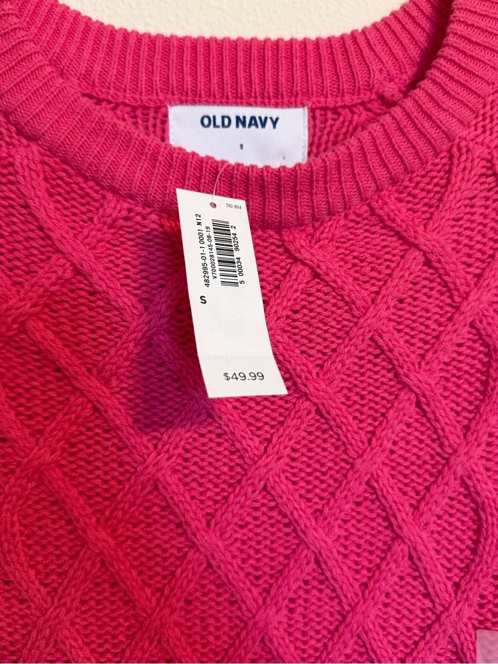 Hot Pink Old Navy Cable-Knit Crewneck Sweater - Picture 3 of 3